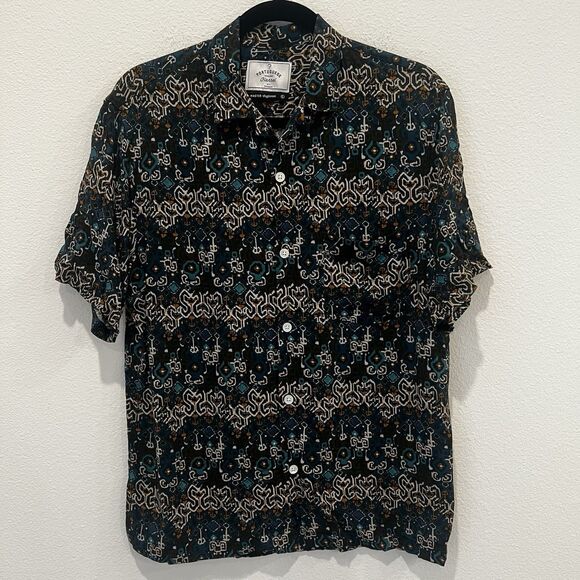 Portuguese Flannel Button Down Shirt Sz L Multicolor Native Hawaiian Rare - Picture 1 of 7
